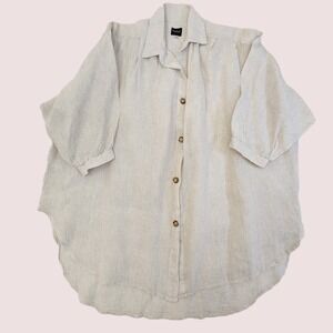 Esby Chelle Oversized Tent Top Blouse Linen Stripe Sz. XS/S